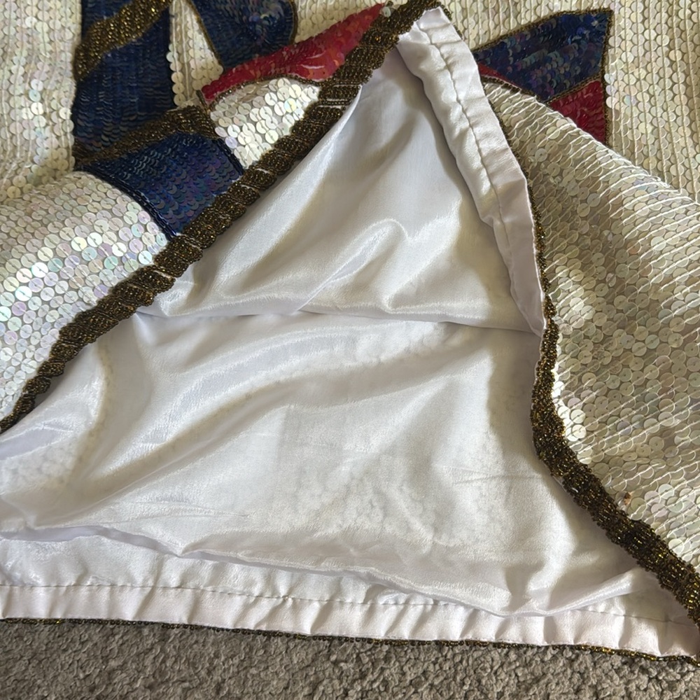NEW Scarlett Rage Vintage medium sequin shirt top long sleeve flags nautical - Picture 9 of 10